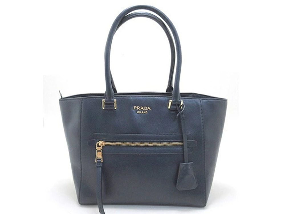 Prada Shoulder Bag Calfskin Navy Blue